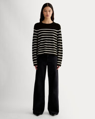 The Boxy Crew in Cashmere | Black / Bone