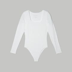 The Long-Sleeve Supima® Square-Neck Bodysuit | White | Bikini