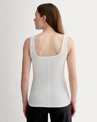 The Luxe Rib Square-Neck Tank | White