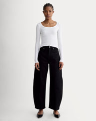 The Luxe Rib Long-Sleeve Scoop-Neck Tee | White