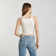 The Pima Micro-Rib Short Tank | White