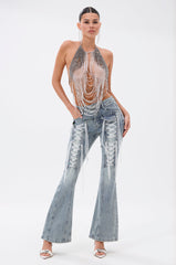 TIED UP FLARE JEANS