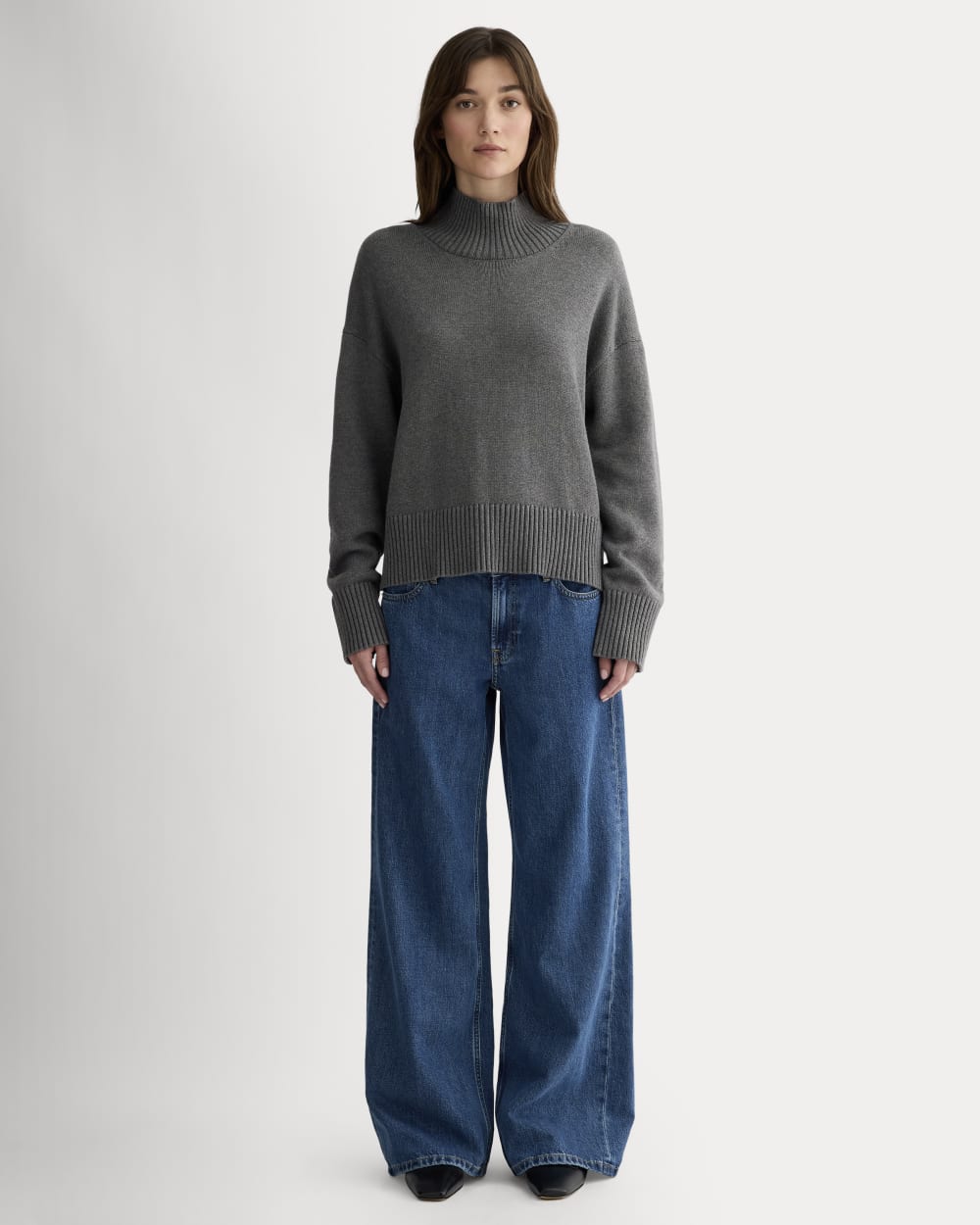 The Boxy Turtleneck in Everyday Cotton | Heathered Charcoal