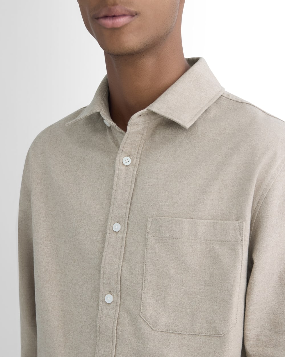 Brushed Flannel Shirt | Heathered Oatmeal