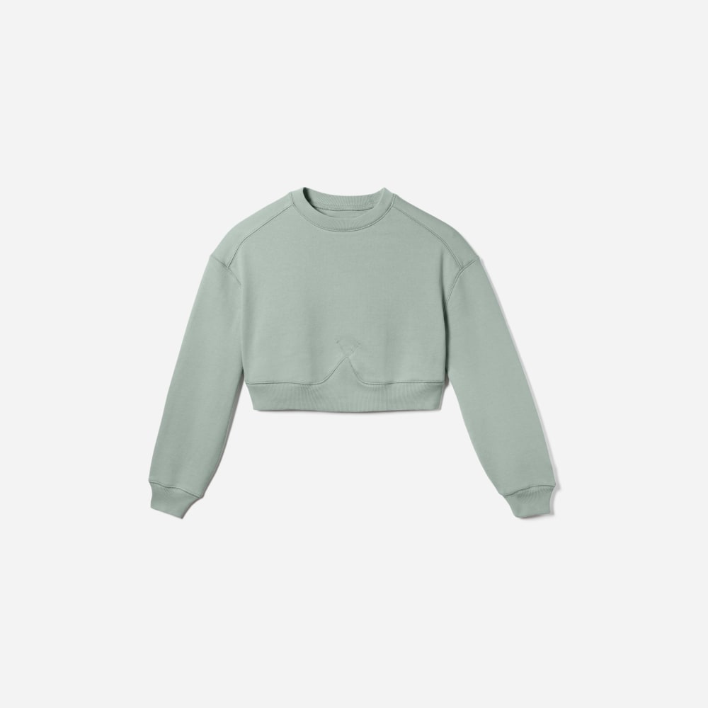 The Organic Cotton Cropped Crew | White Sage
