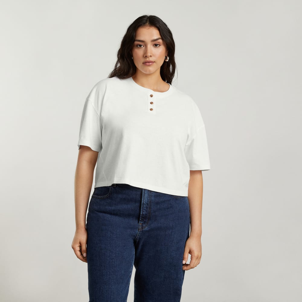 The Vintage Henley Hemp Tee | White