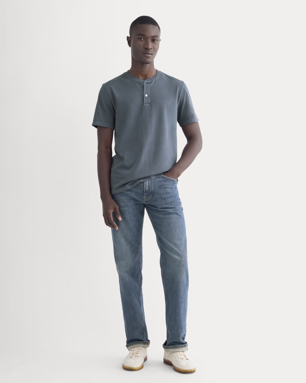 The Essential Organic Garment-Dyed Henley | Navy