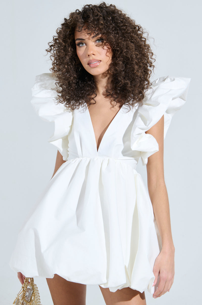 MAIN CHARACTER ENERGY MINI DRESS IN WHITE