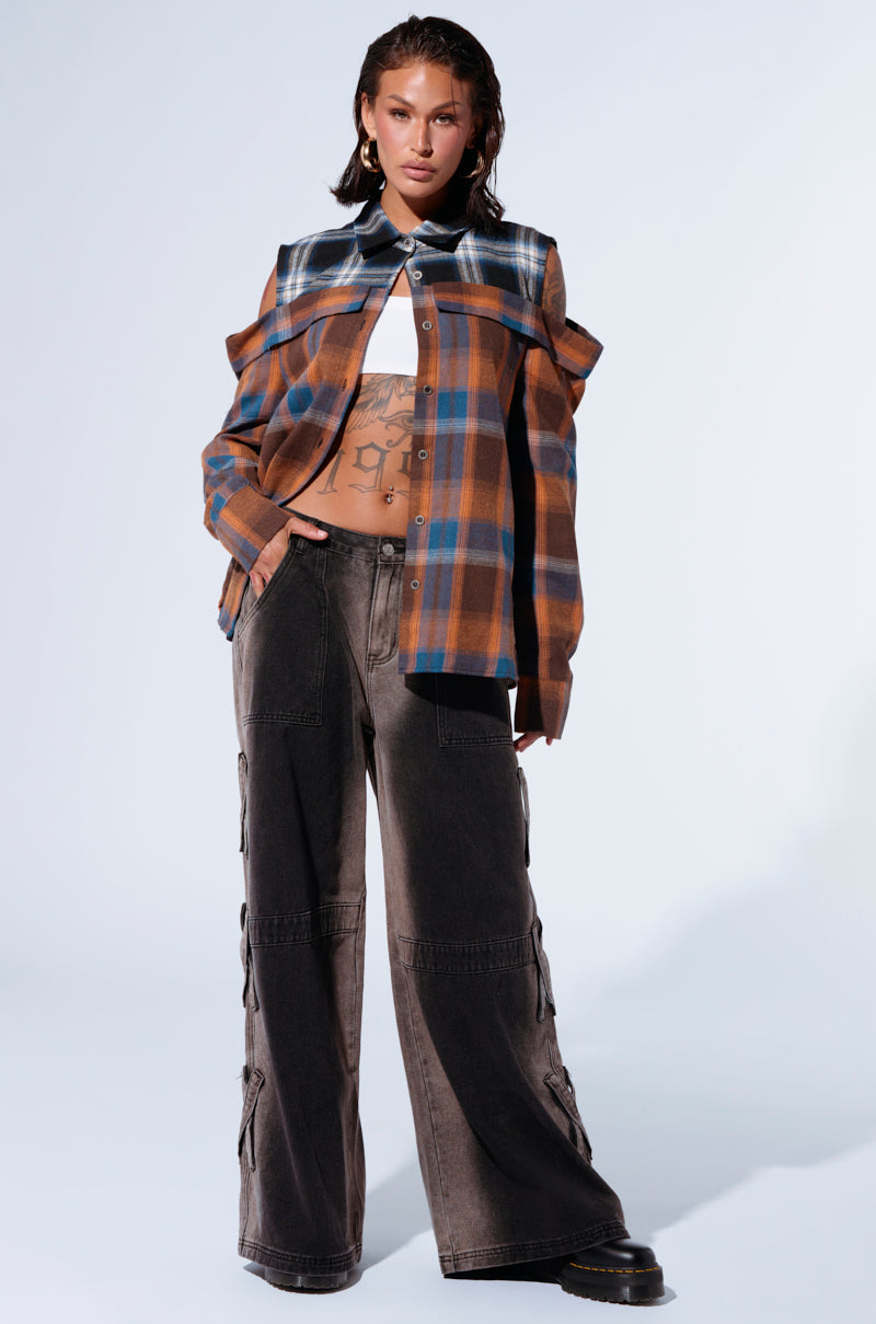 X ON MY HEART WIDE LEG DENIM PANT IN GREY
