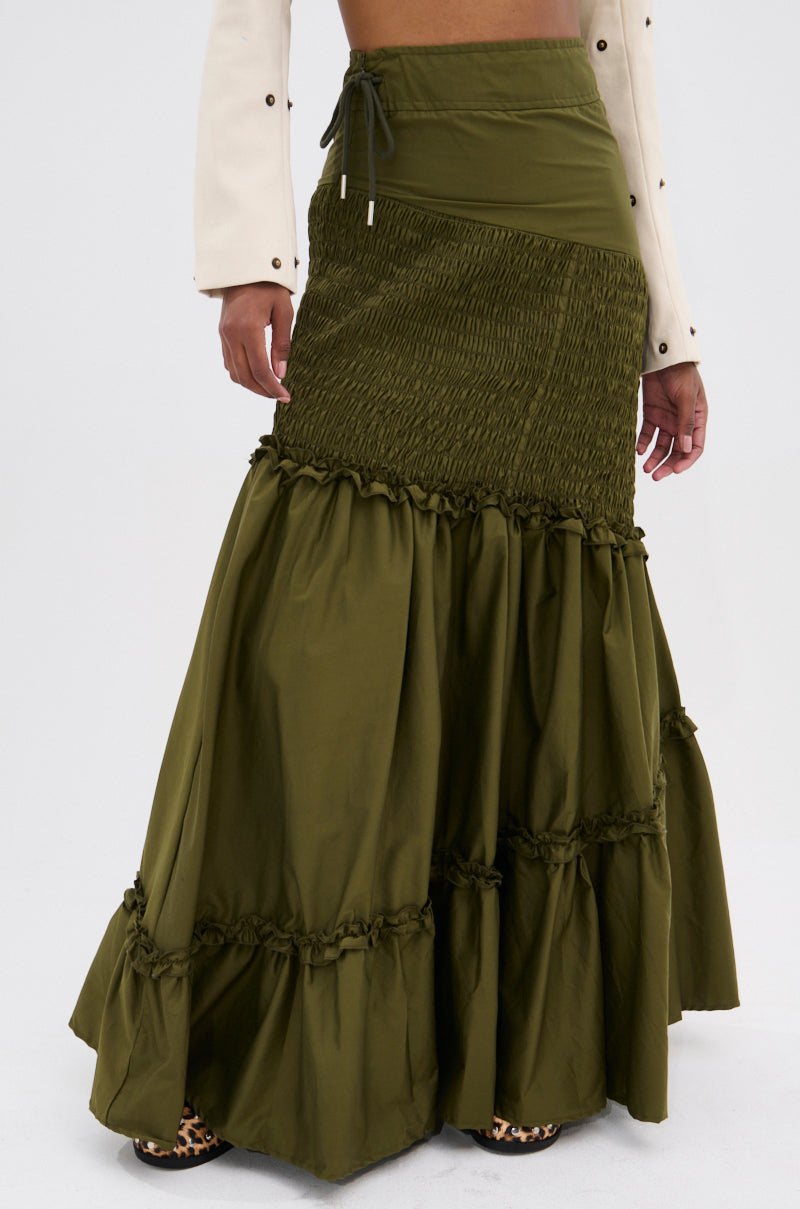 IT ONLY GETS BETTER RUCHED MAXI SKIRT