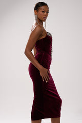 FEELIN THE LOVE VELVET RHINESTONE MINI DRESS