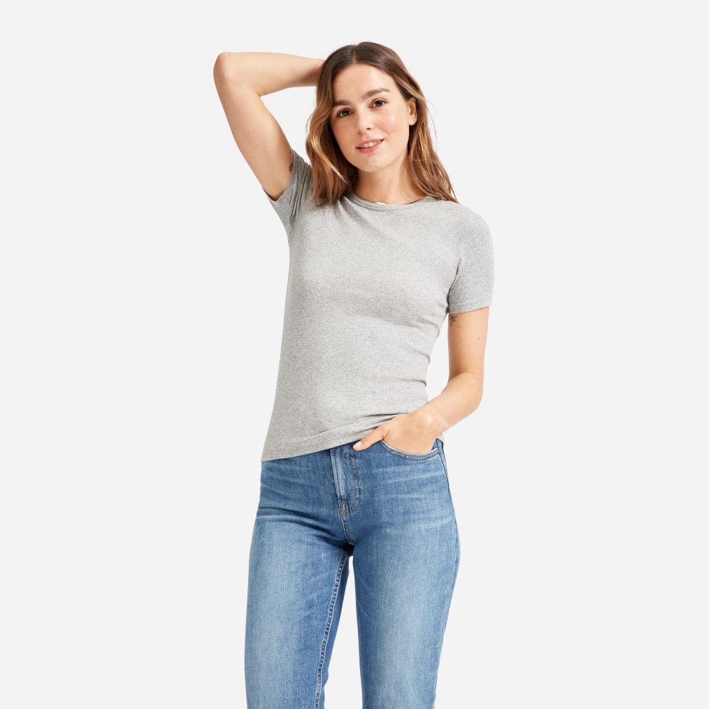 The Pima Micro-Rib Crew Tee |  Heathered Grey