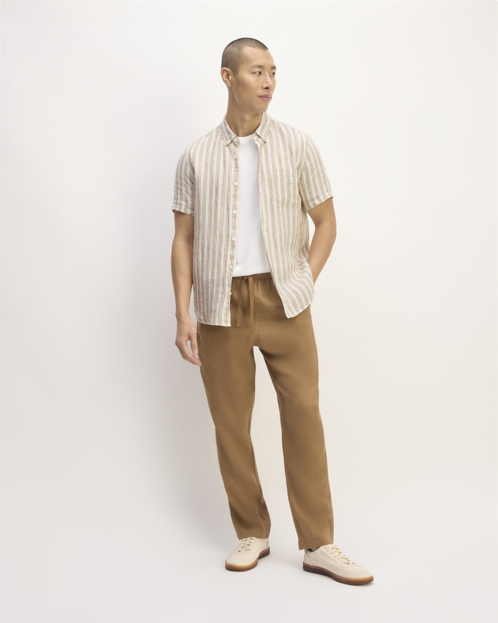 The Classic Short-Sleeve Shirt in Linen | Bone / Toasted Coconut