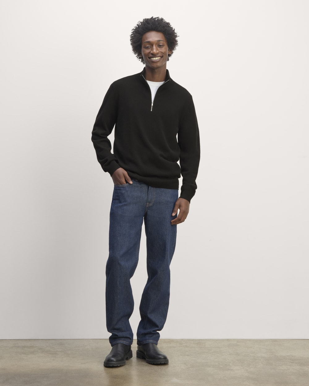 The Quarter-Zip in Cashmere |  Black
