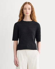 The Oversized Tee in Cotton Linen | Black