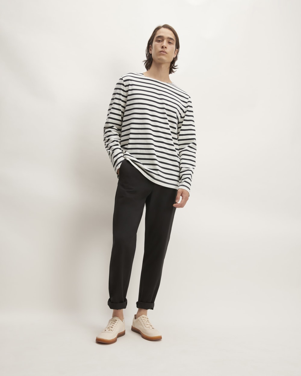 The Premium-Weight Long-Sleeve Mariner Tee |  Canvas / Black