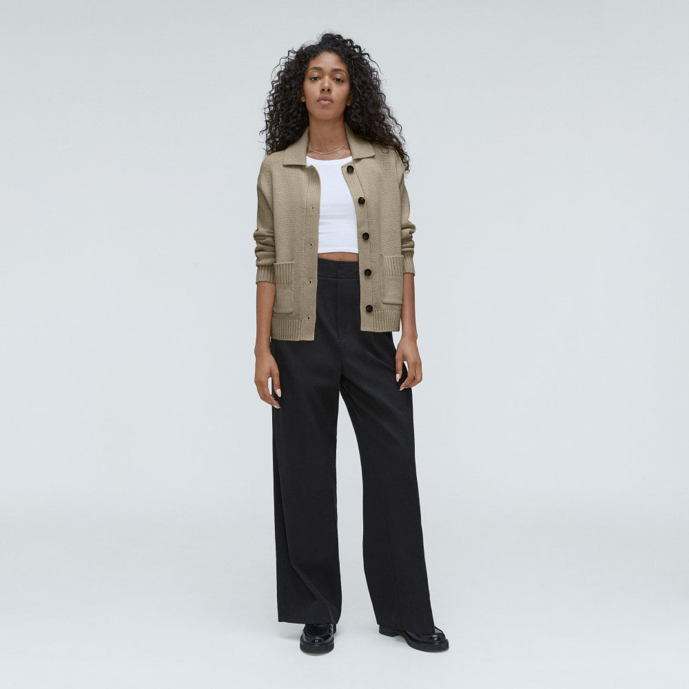 The Cotton Chore Sweater Jacket | Trench Coat Khaki