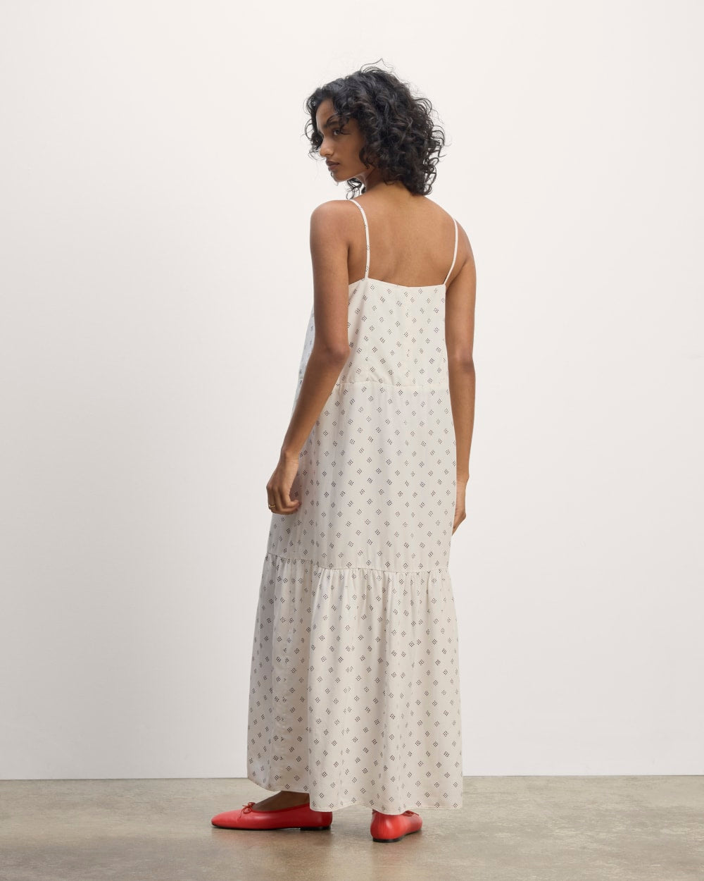 The Long Weekend Dress in Butterlite | Bone / Black Square Dot