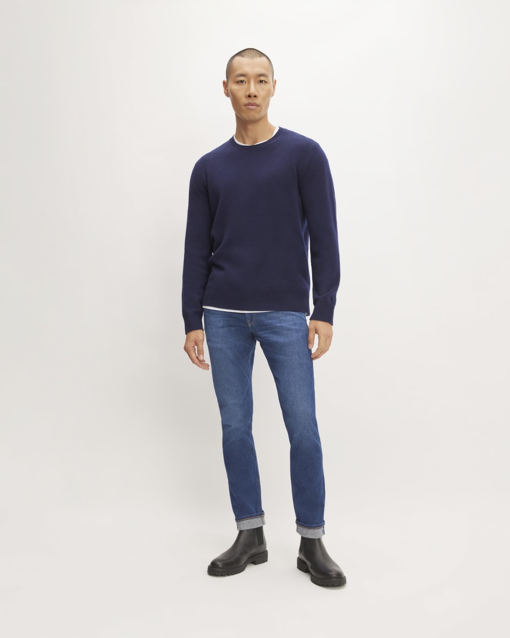The Premium Merino Crew Neck Sweater | Deep Navy