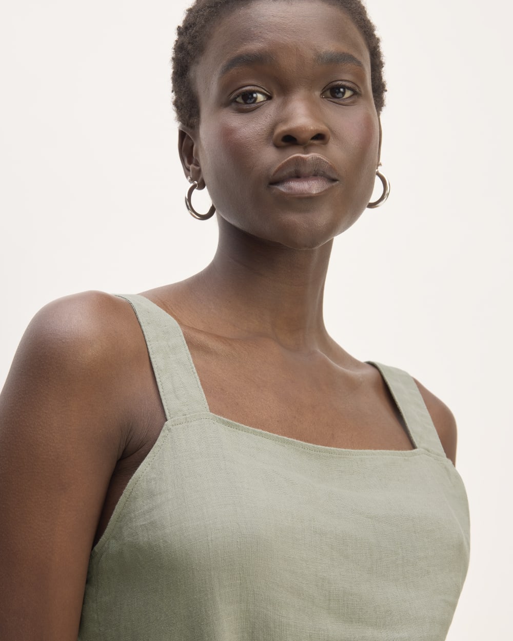 The Linen Side-Button Jumpsuit | Sage Green