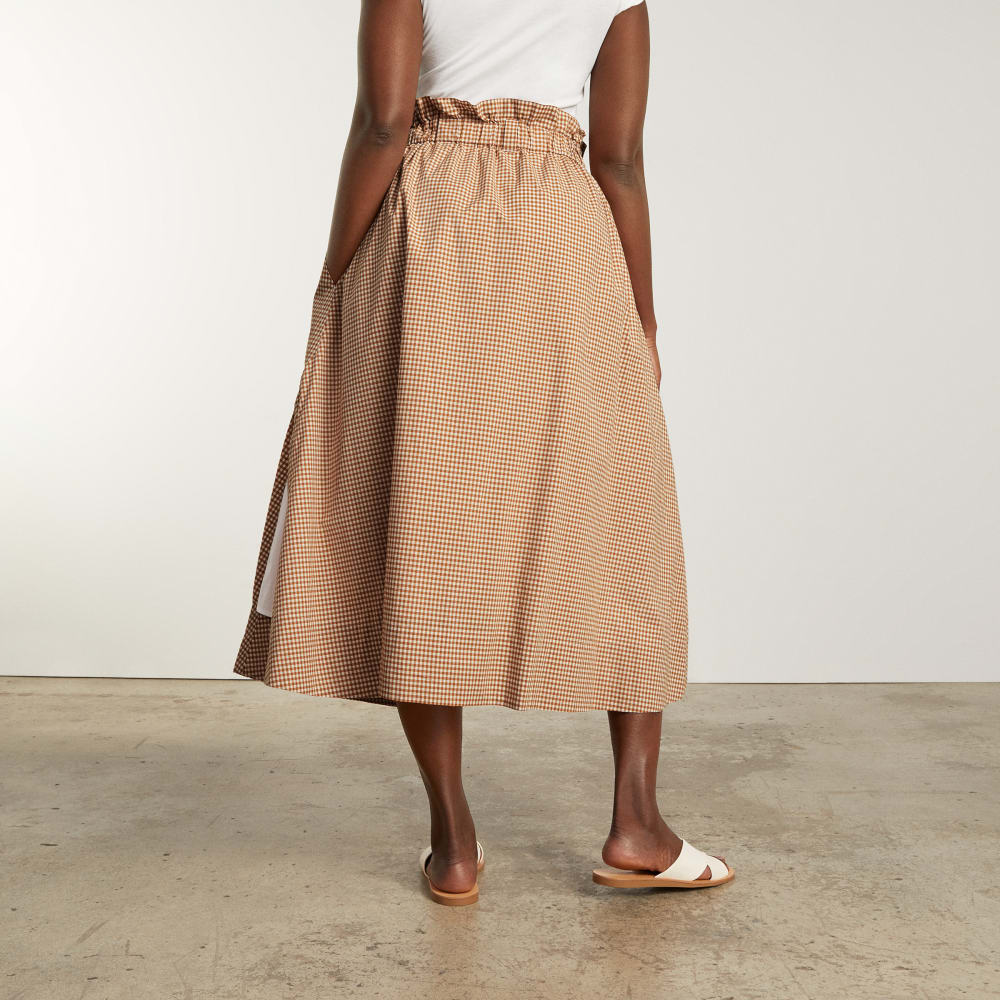 The Easy Button-Front Skirt | Burnt Orange Gingham