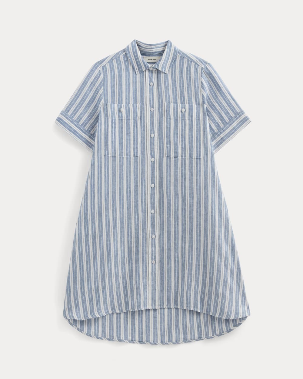 The Daytripper Dress in Linen | Soft Cobalt/Bone