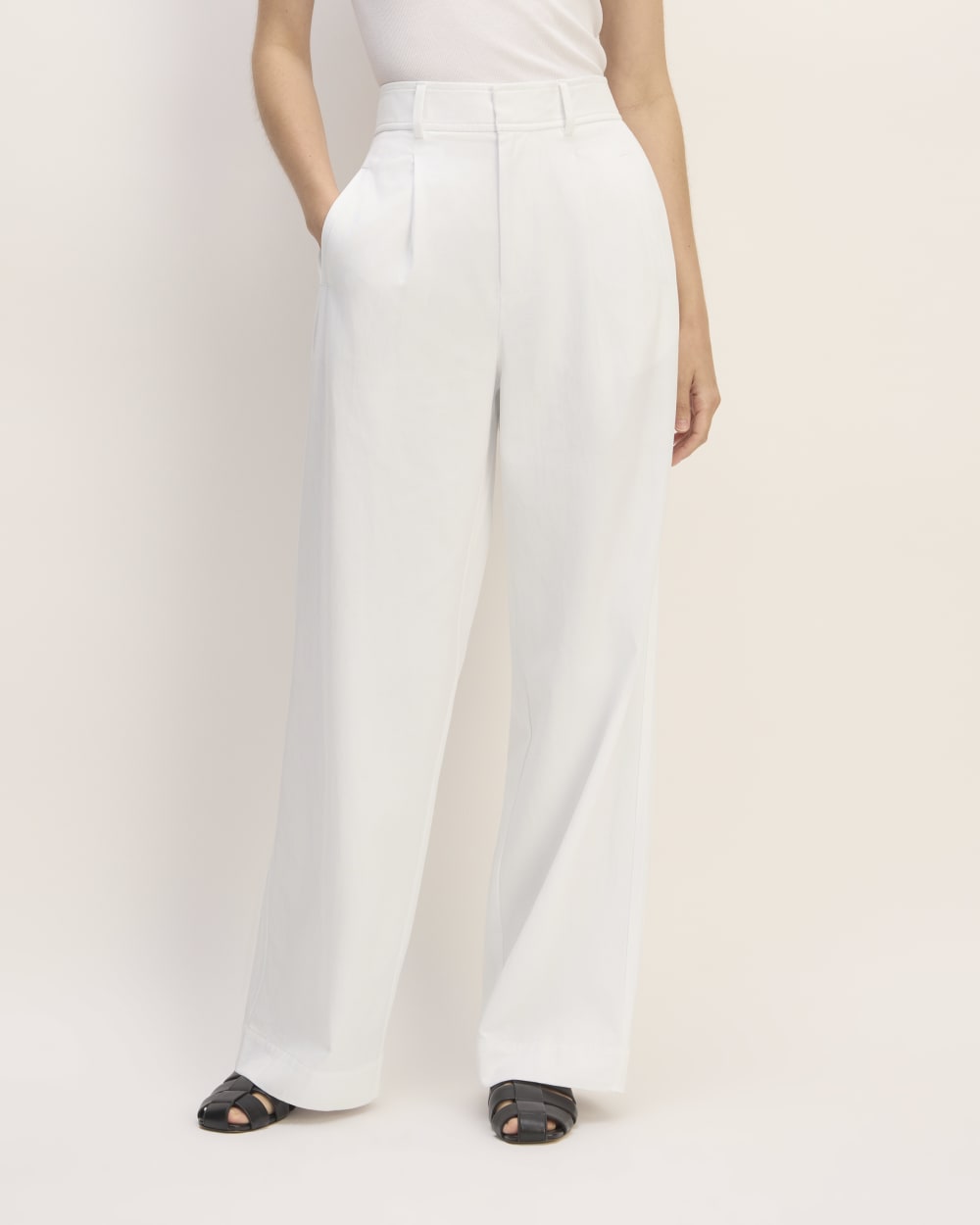 The Draper Pleated Pant in Buttersmooth | White | 30" Inseam