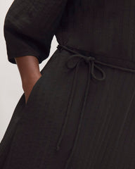 The City Stripe Wrap Dress | Black