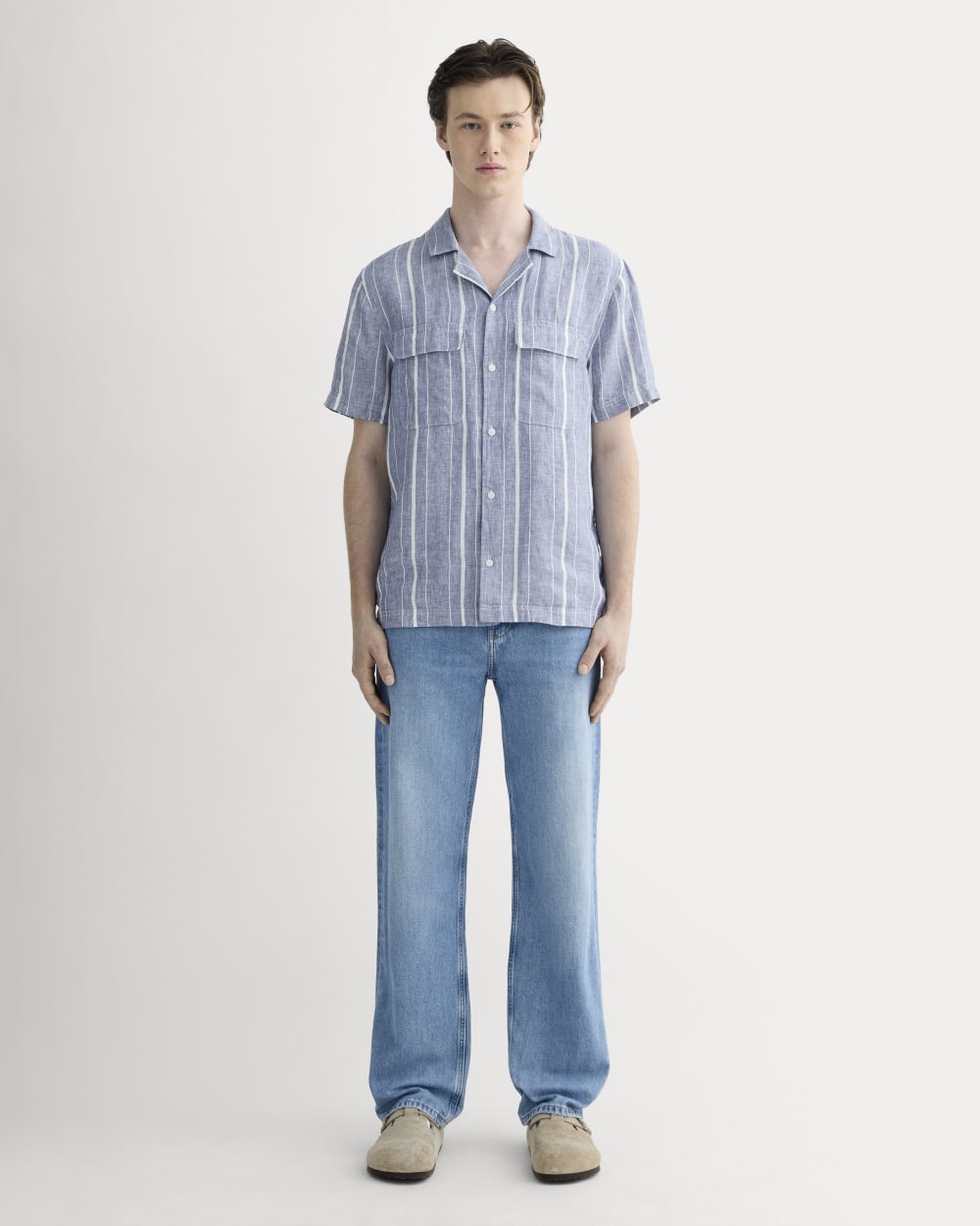 The Resort Shirt in Linen | Dutch Blue / Bone