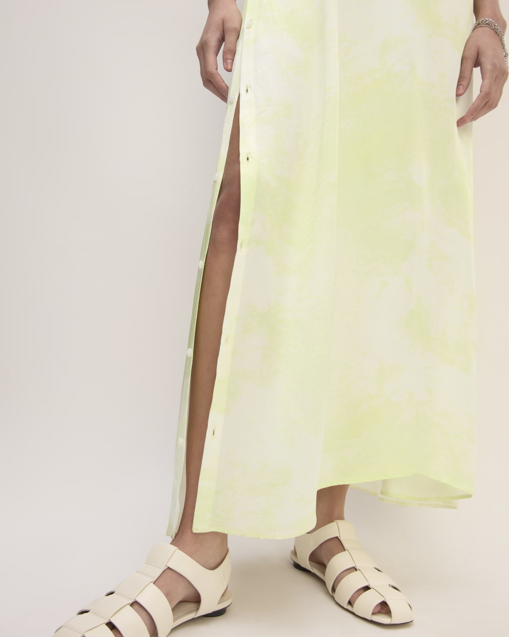 The Everlane x Marques' Almeida Satin Tie-Dye Dress | Seafoam Tie-Dye