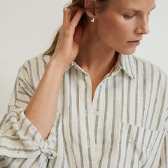 The Way-Long Linen Shirt | Black / Canvas Tan
