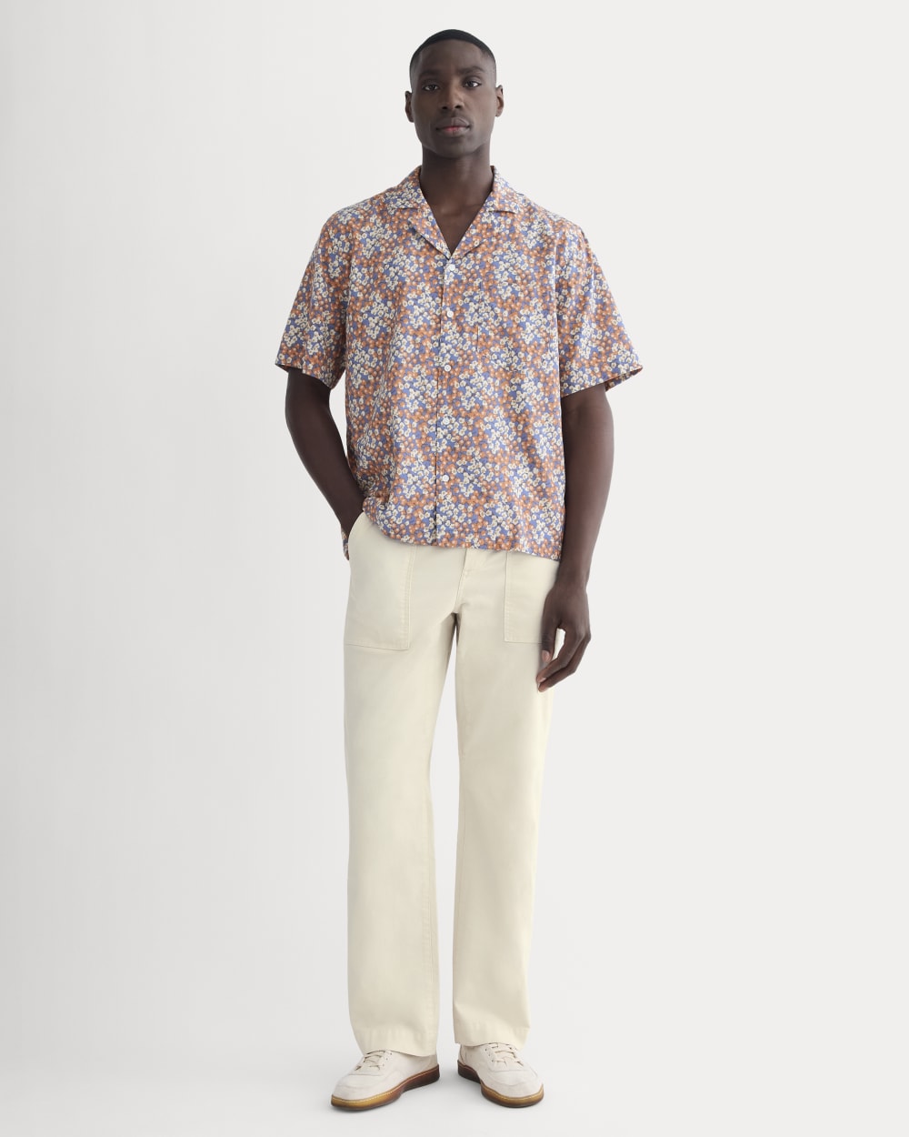 The Textured Resort Shirt | Soft Cobalt Floral