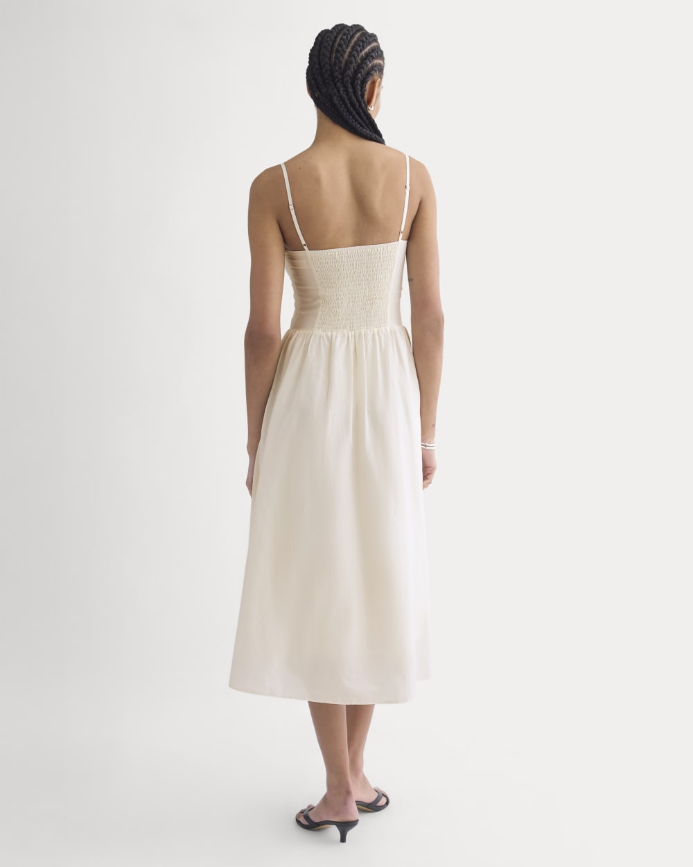 Midi Dress in Cotton Silk Voile | Bone