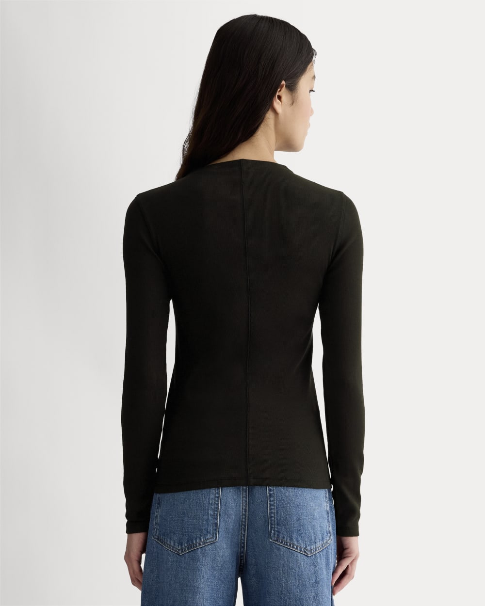 The Luxe Rib Funnel-Neck Tee | Black