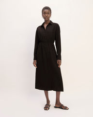 The Mini Jacquard Stripe Shirt Dress | Black