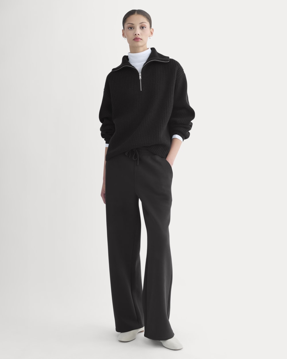 The Half-Zip Sweater in Luxe Merino | Black