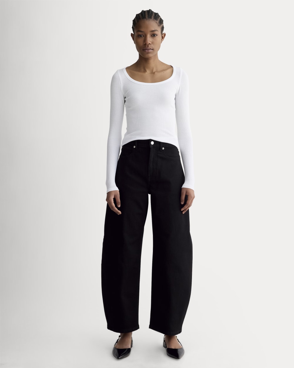 The Luxe Rib Long-Sleeve Scoop-Neck Tee | White