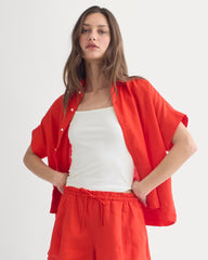 The Boxy Shirt in Linen | Fiery Red