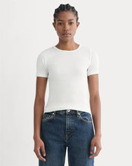 The Luxe Rib Crew | White