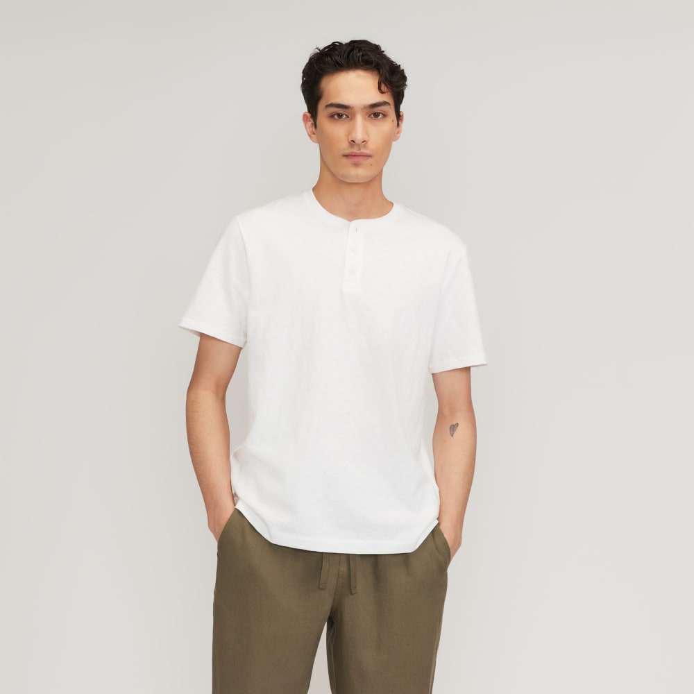 The Cotton Slub Henley | White