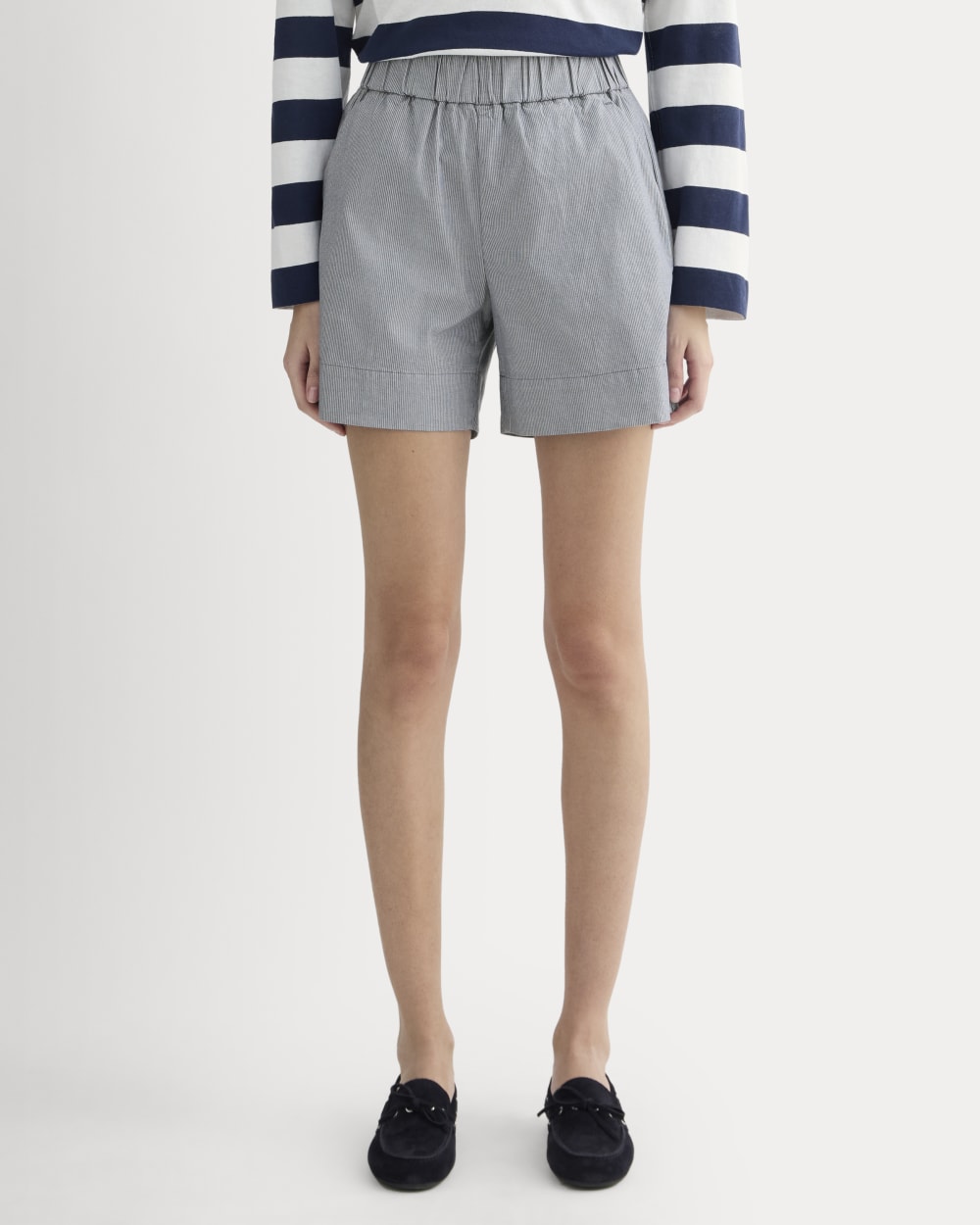 The Easy Short | Dark Denim Pinstripe