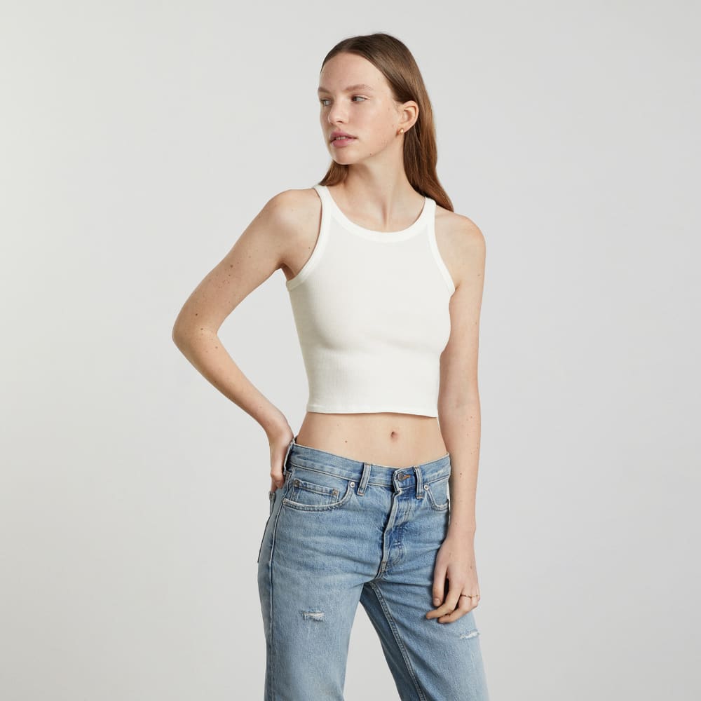The Pima Micro-Rib Short Tank | White