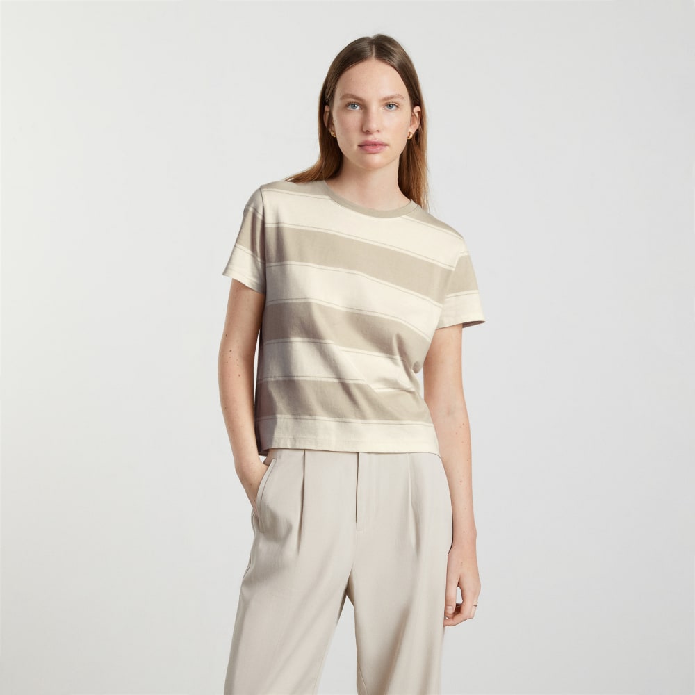 The Box-Cut Tee in Essential Cotton | Pale Khaki / Canvas Tan | No Pocket