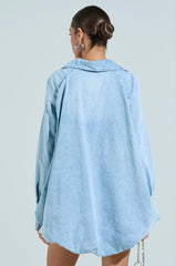 AMELIA DENIM HI LOW BLOUSE