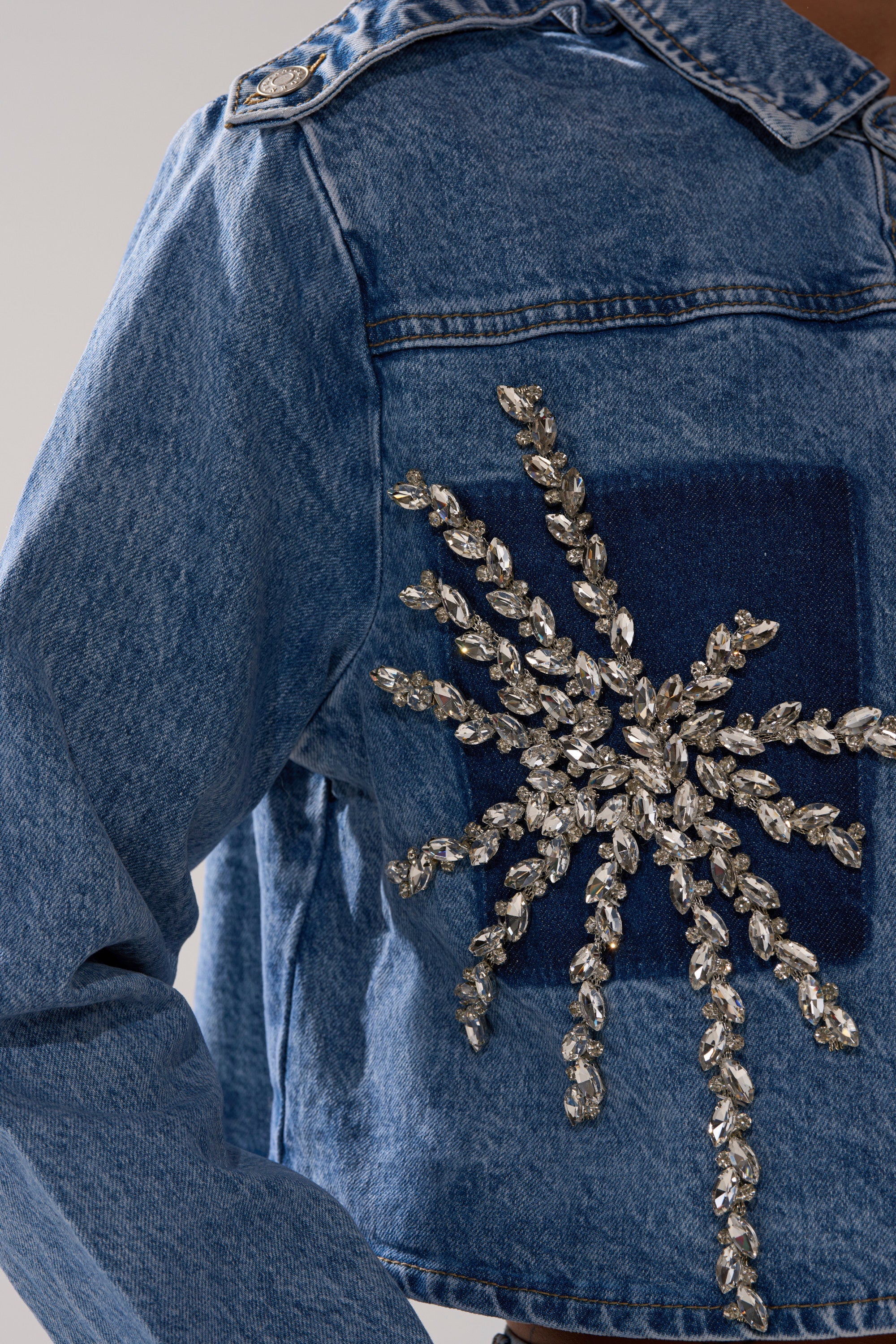 SPARKLE AND SHINE QUEEN DENIM BUTTON DOWN