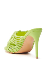 AZALEA WANG CERES LIME ROPE WITH RHINESTONE BEADS SANDAL