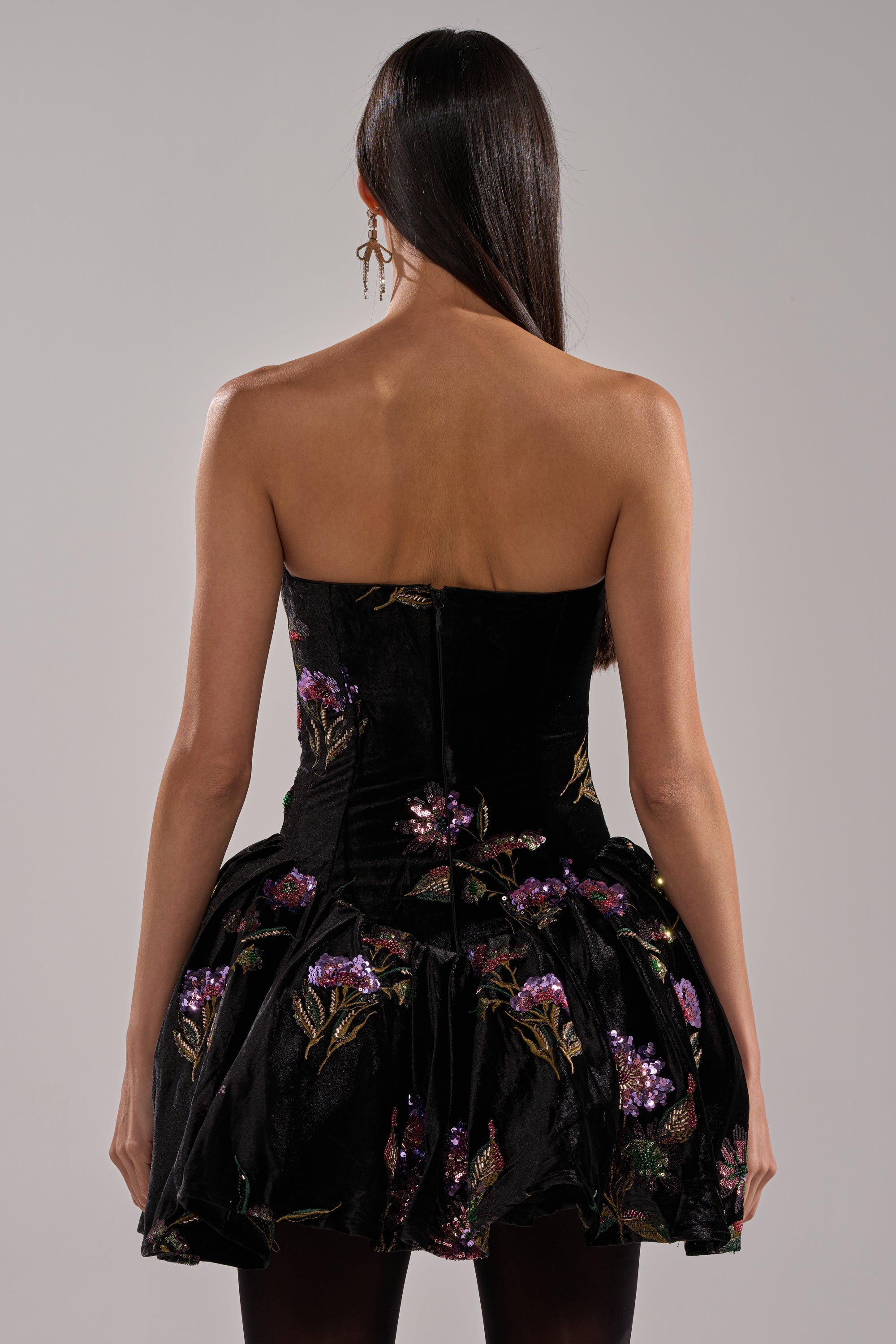 LATE NIGHT GARDEN PARTY VELVET MINI DRESS