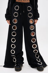 THROUGH THE NIGHT WIDE LEG SWEATPANT WITH HOLES