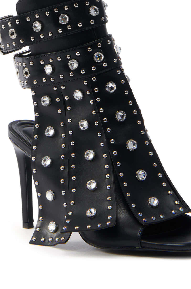 AZALEA WANG IRELYN BLACK EMBELLISHED SANDAL