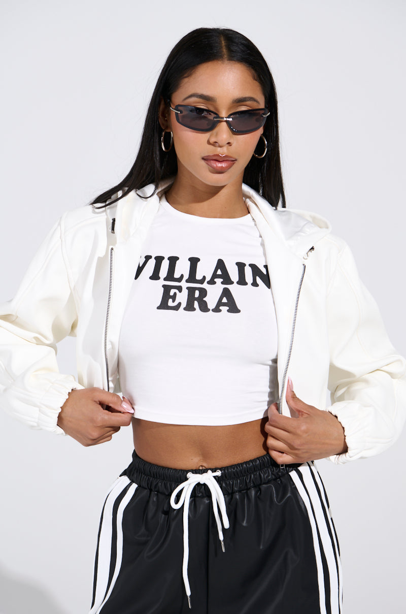 DEX HOODED BOMBER IN WHITE